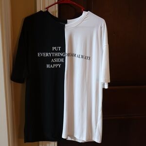 SHEIN Black and White Split Graphic Tee